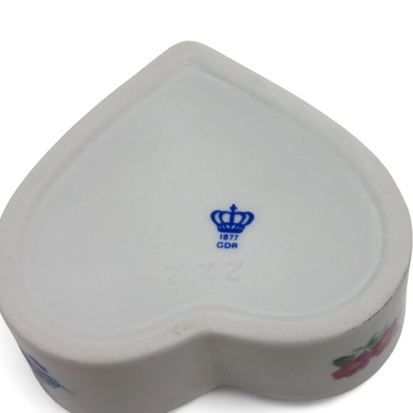 Vanity Set German Democratic Republic Floral Tray Ring Holder Heart Box Vintage - Picture 10 of 11